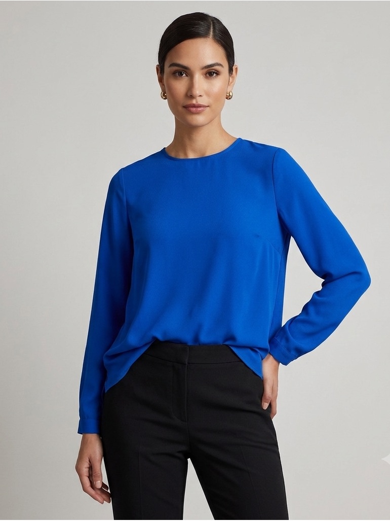 Vince Camaro Royal Blue Long-Sleeve Blouse Medium